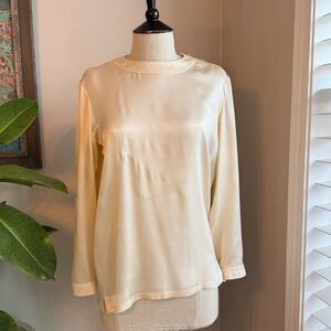 Chanel Ivory Silk Blouse with Gold Buttons